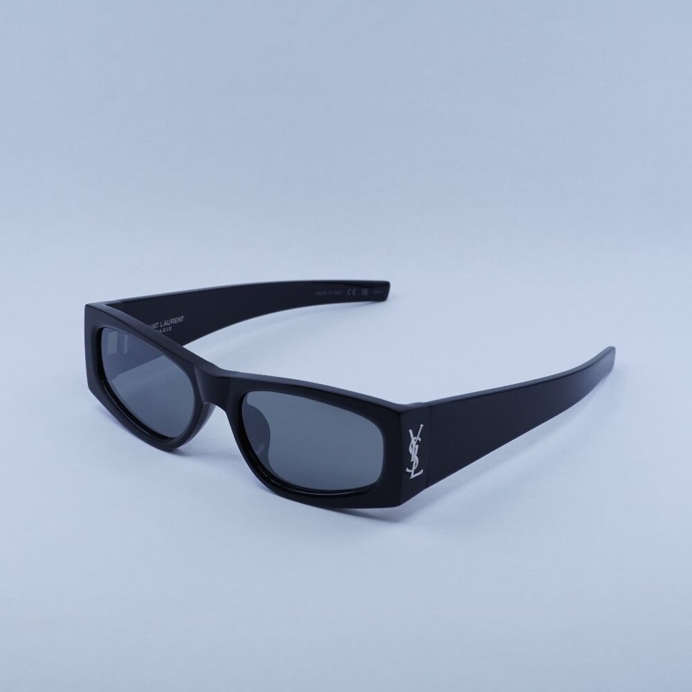 🕶️ New Saint Laurent SLM140/F 002 Sunglasses - Shiny Black Frame, Grey Lenses